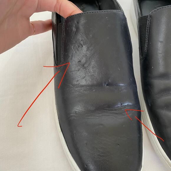 VINCE Verrell Slip-On Leather Sneaker in Black Size 8 - Picture 10 of 10